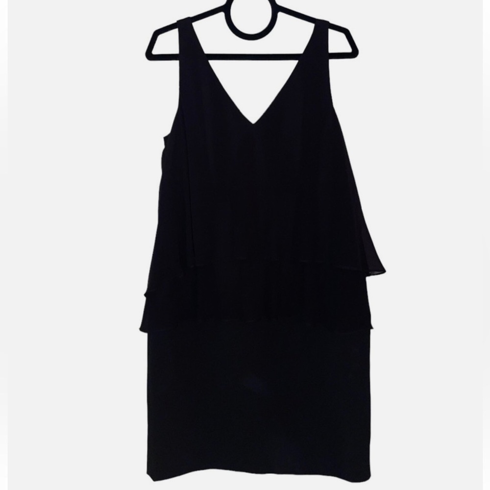 Ralph Lauren Black V-Neck Tiered Ruffle Mini Dress - Picture 5 of 7